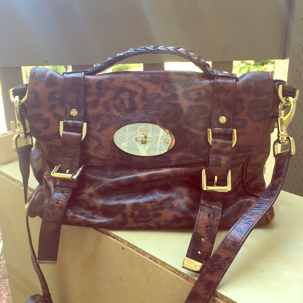 Mulberry Alexa Oak Leopard Satchel Bag